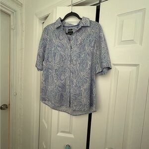 Blue Paisley Casual Button Down Shirt